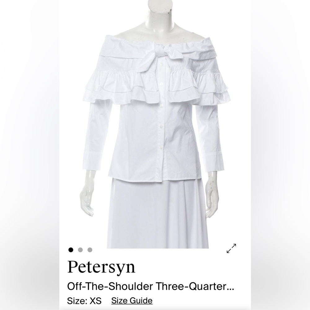 Petersyn White Off-the-Shoulder Ruffle Poplin Top